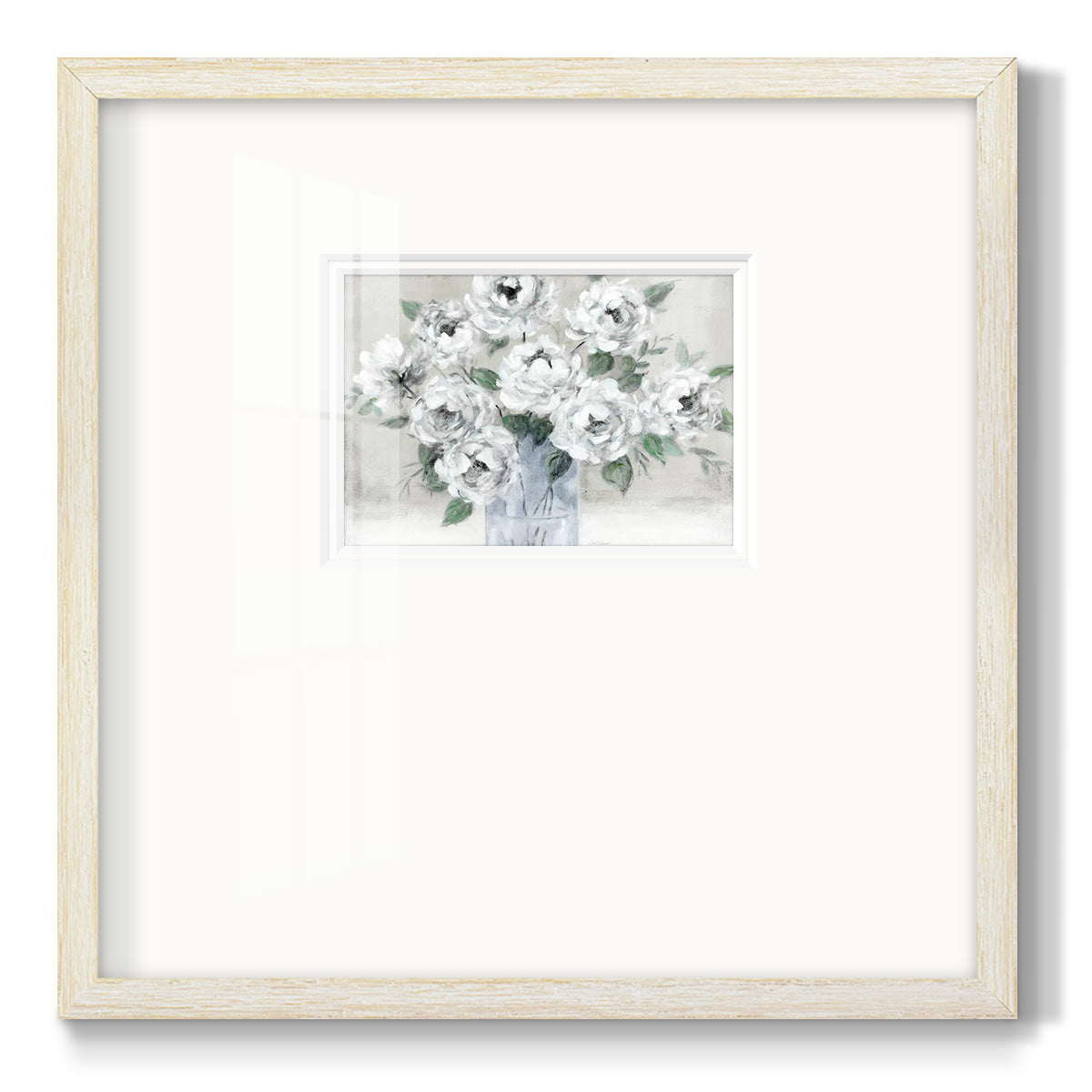 Tender White Roses Premium Framed Print Double Matboard