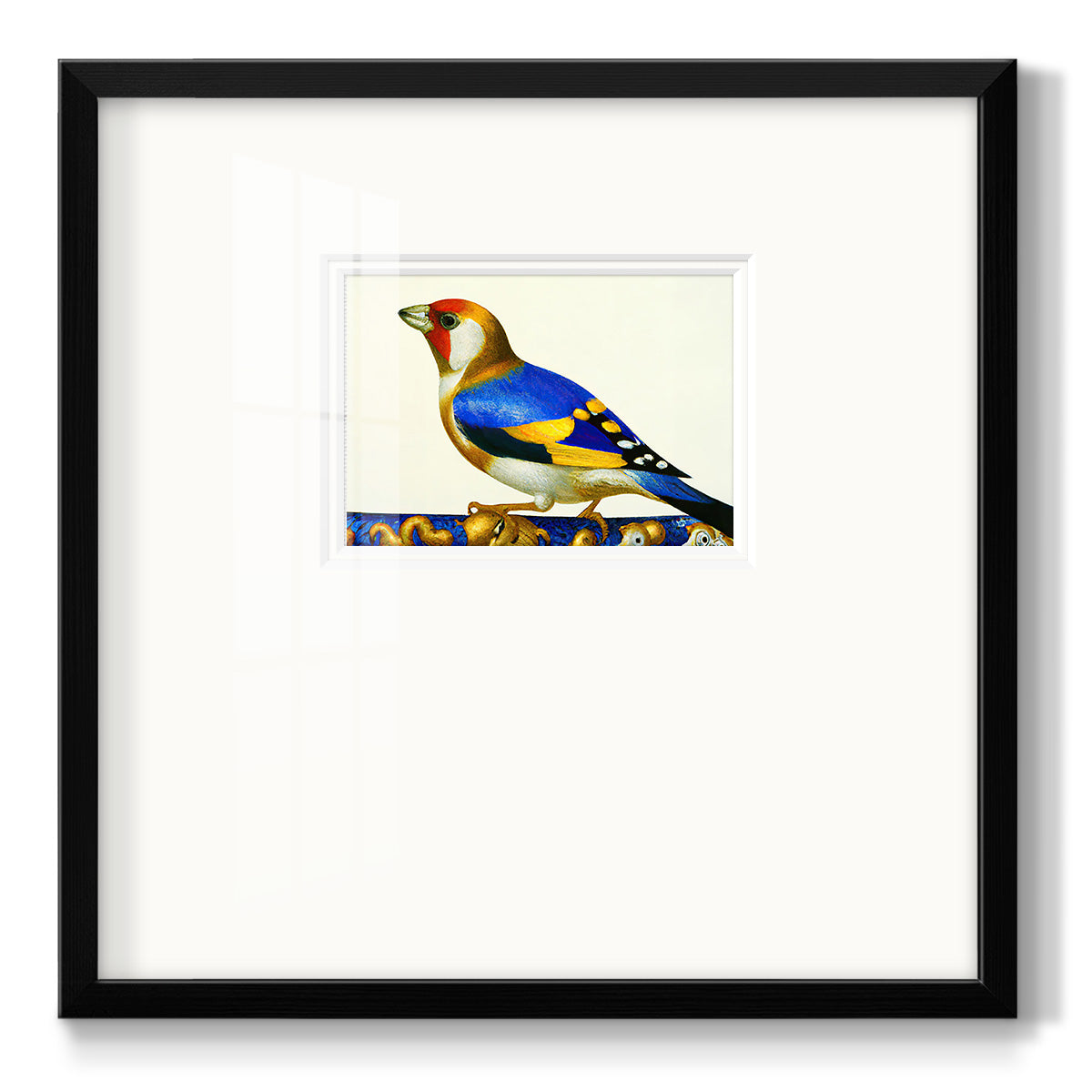 Blue Gold Finch Premium Framed Print Double Matboard