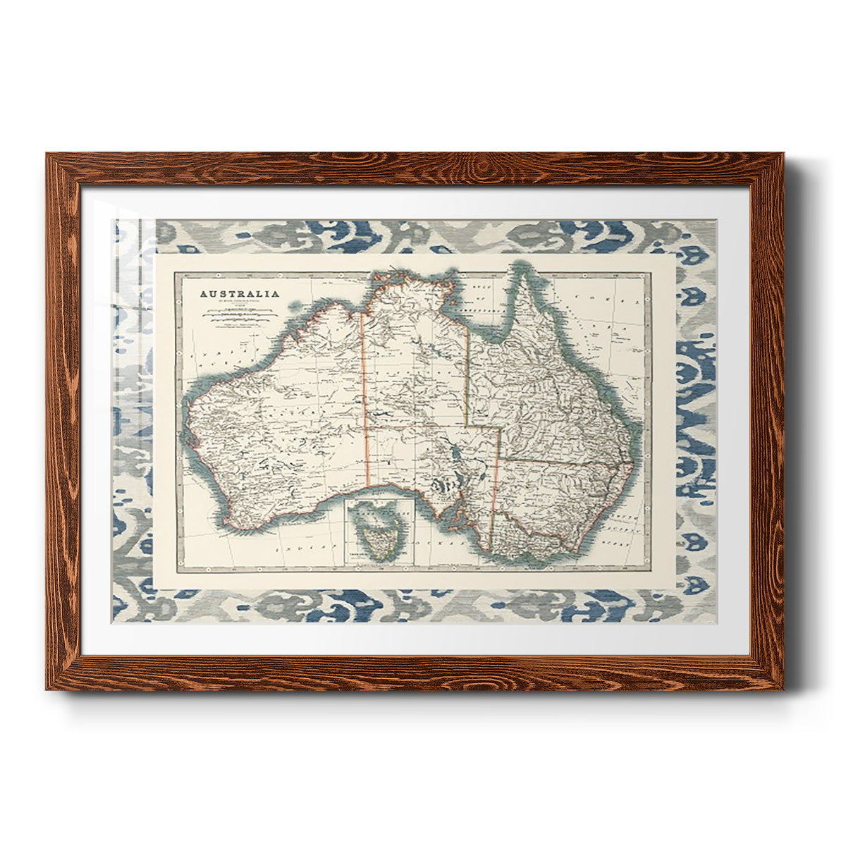 Bordered Map of Australia-Premium Framed Print - Ready to Hang