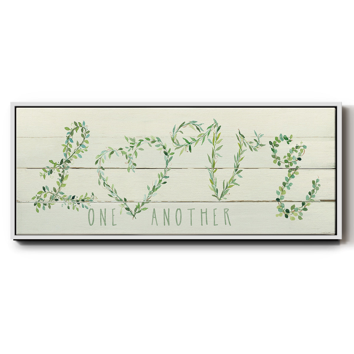 Shiplap Vines Love - Floater Framed Canvas Print