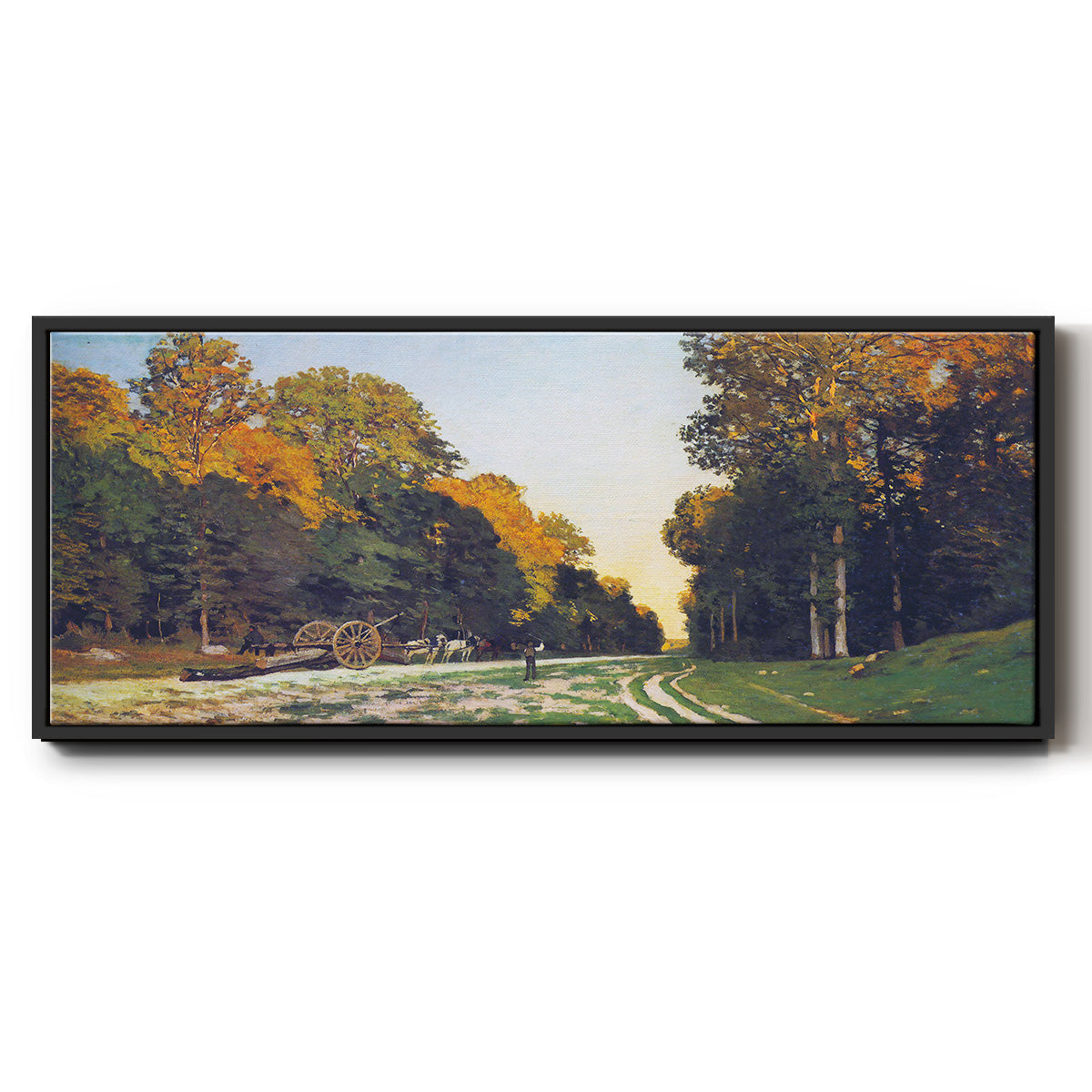 The road from Chailly to Fontainebleau by Monet - Floater Framed Canvas Print