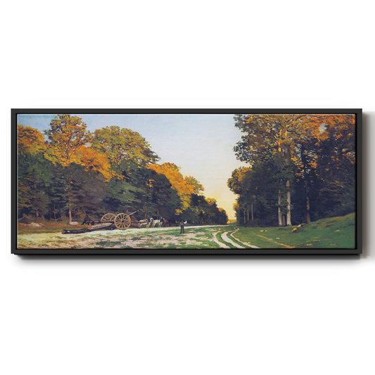 The Road from Chailly to Fontainebleau - Floater Framed Canvas Print