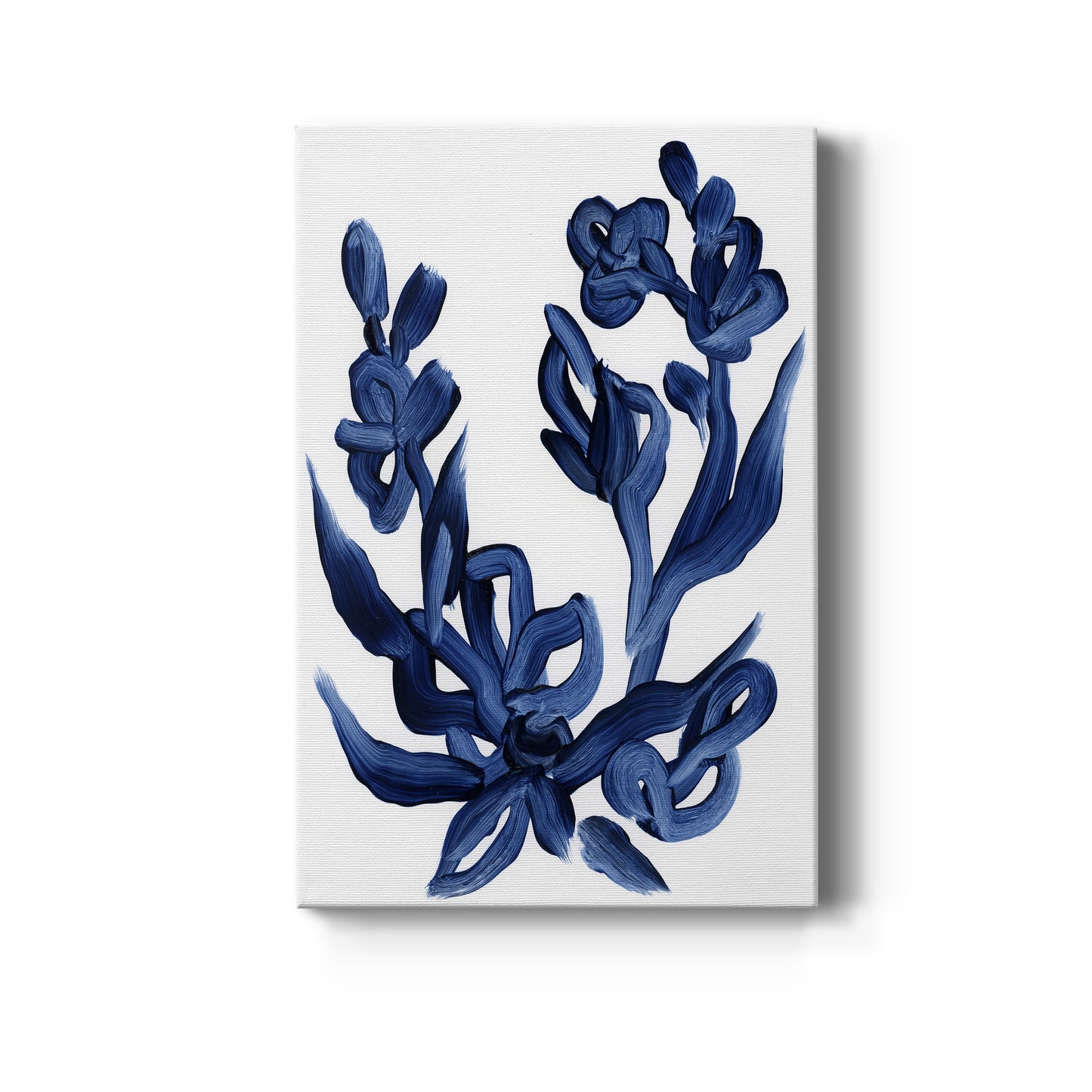 Indigo Brush Blooms I Premium Gallery Wrapped Canvas - Ready to Hang