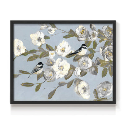 44431,birds,flowers,artwork,home decor,blue background,frame,painting,nature,modern design,interior decoration,blooming,soft hues,decorative piece,wall art,tranquility,flora,fauna,spring theme,artist,creative expression,composition,lifestyle,gift idea,elegance,aesthetics,colorful,garden,charm,relaxation,beauty,light,pastel,harmony,visual art,nature-inspired,chic,floral design,birds perched,serenity,Re-stickable,Plants & Flowers