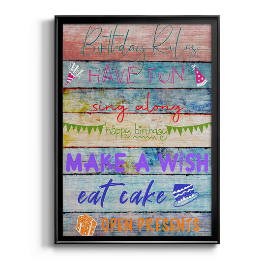 Birthday Rules - Modern Framed Canvas Print