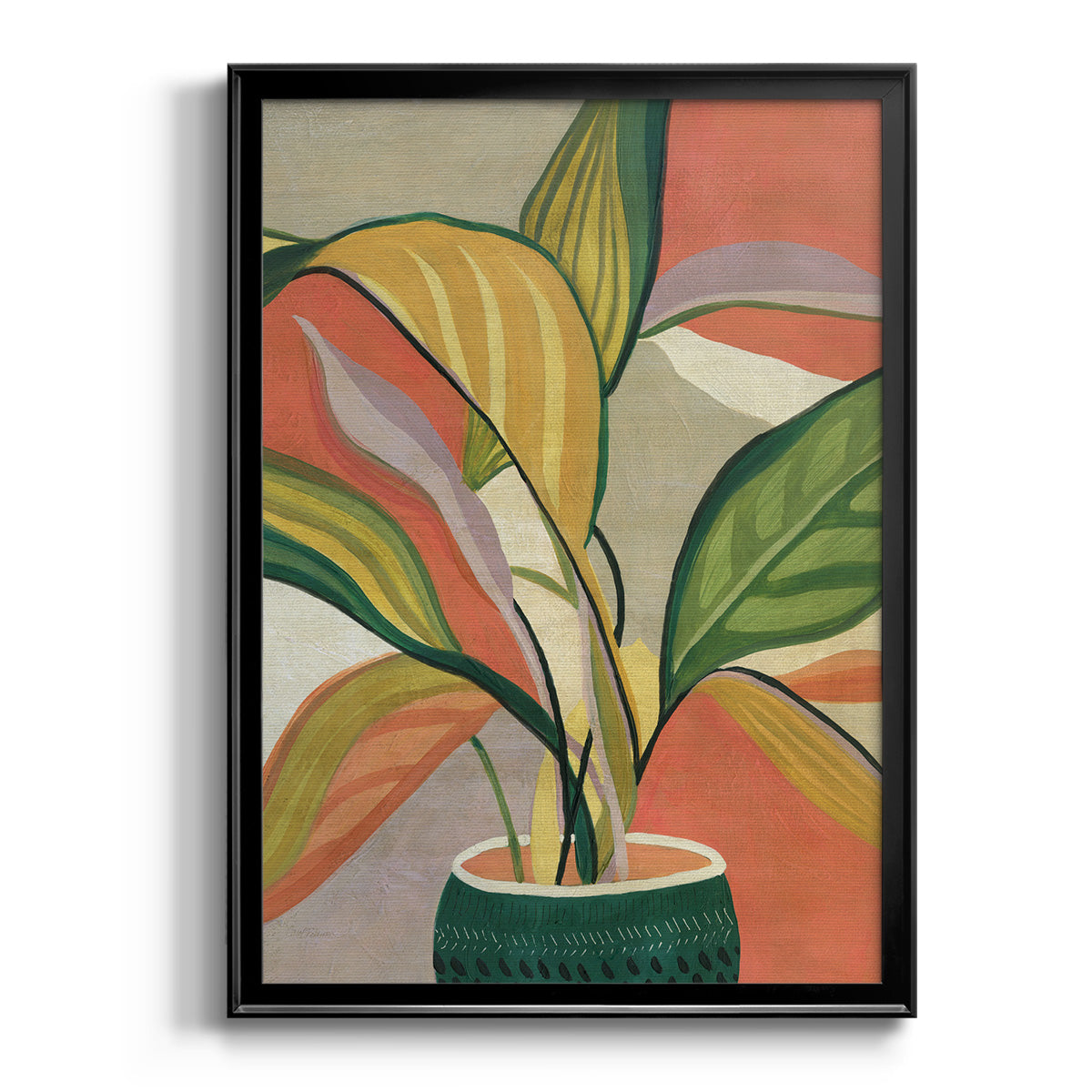 Potted Bird of Paradise - Modern Framed Canvas Print