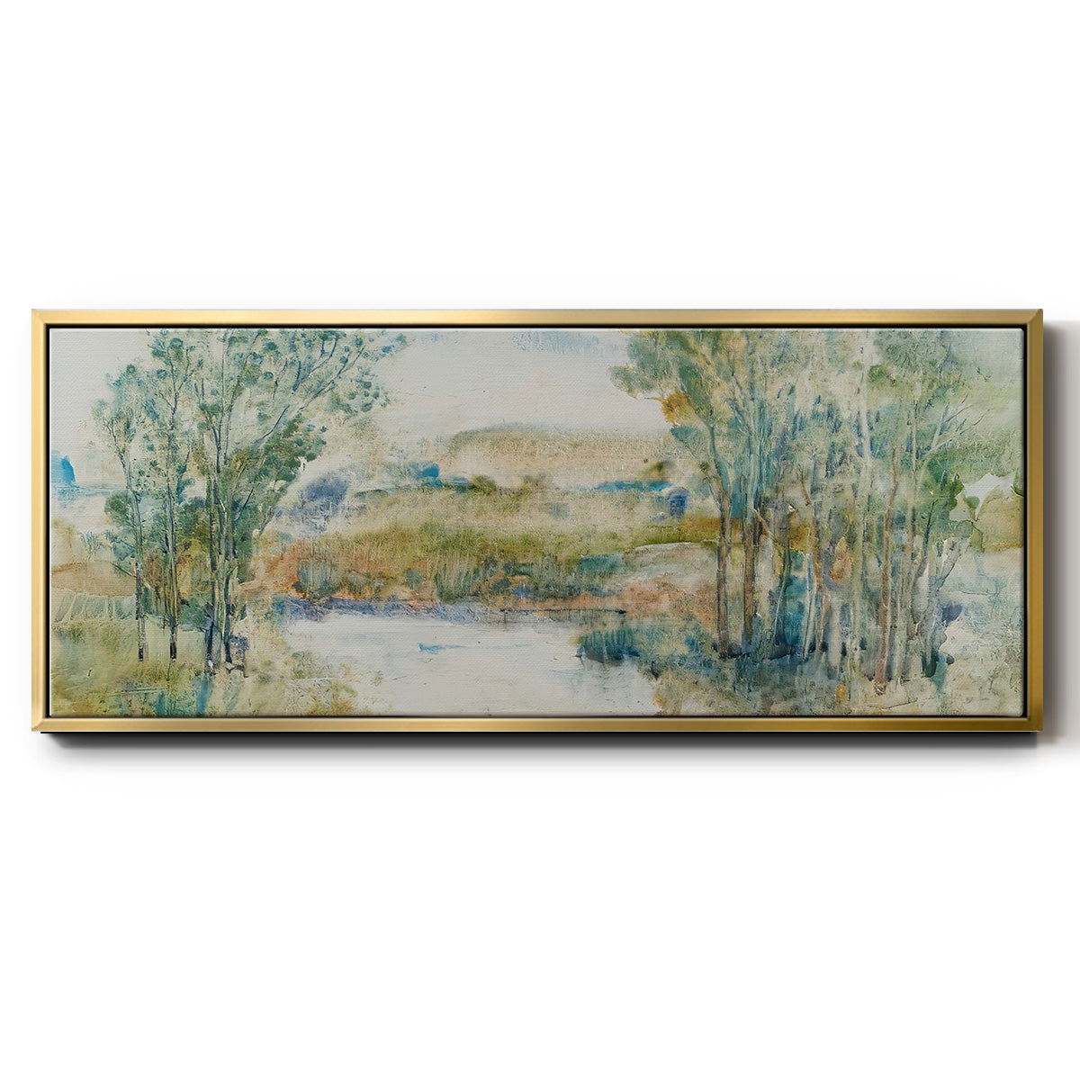 Trees on the Creek I - Floater Framed Canvas Print
