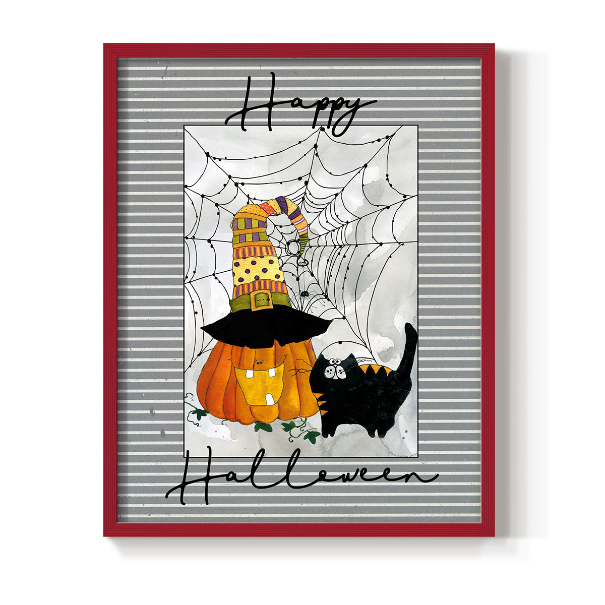 Happy Halloween Pumpkin - Restickable Framed Art Print