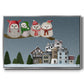 Christmas Owl Village - Floater Framed Canvas Print