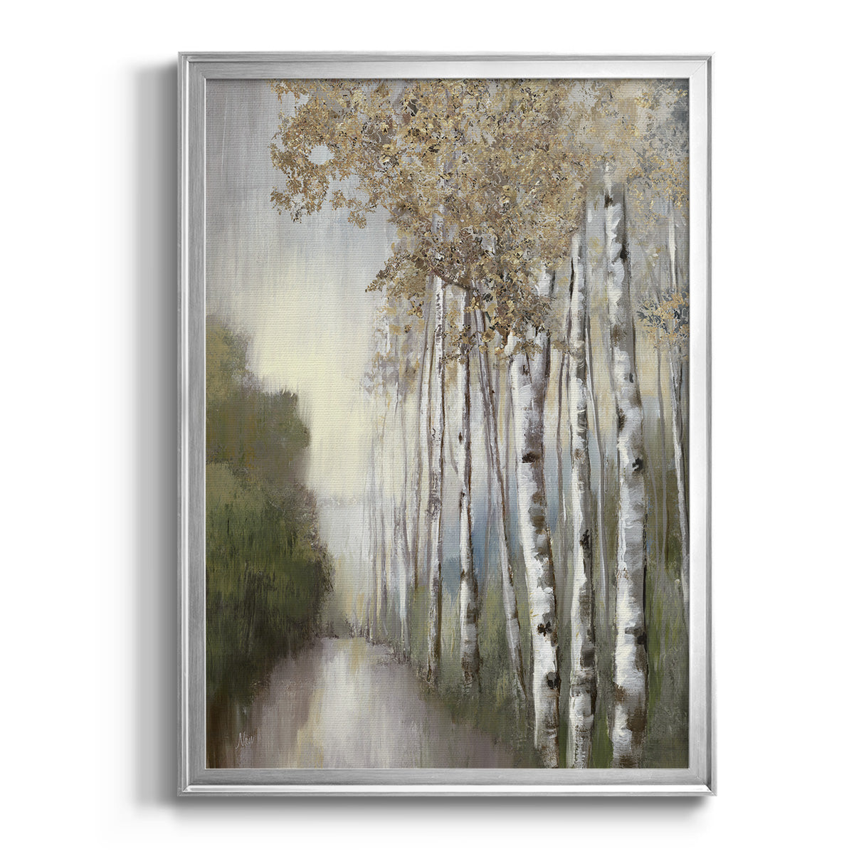 Woodland Walk Neutral - Modern Framed Canvas Print