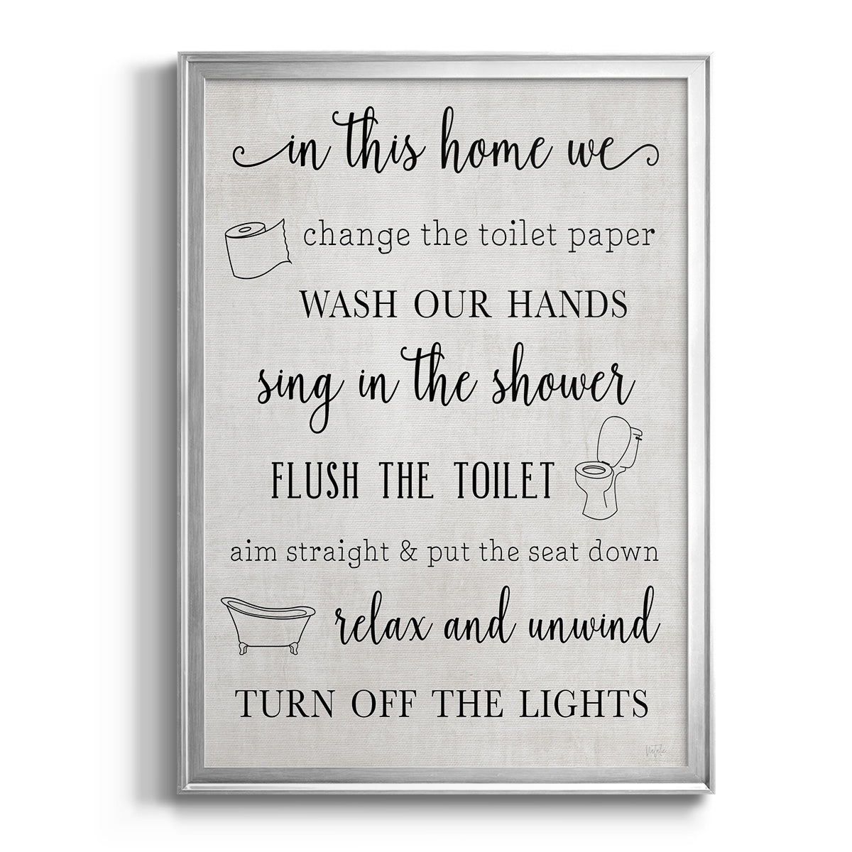 In This Bathroom - Modern Framed Canvas Print