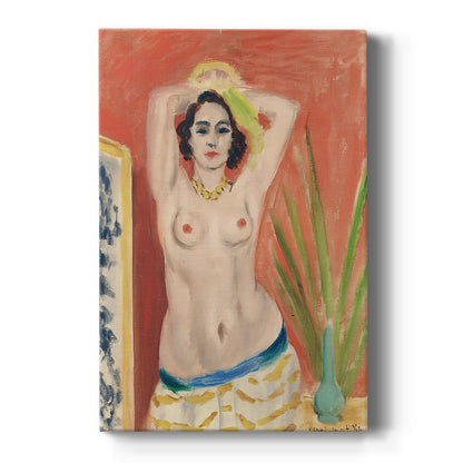Canvas art print featuring a fauvist figure of a nude torso with bold color and simplified form on a clean white background.