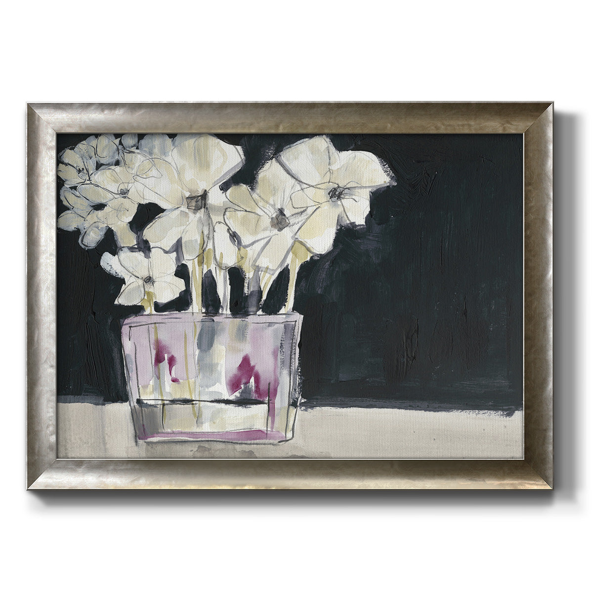 White Flowers in Fuchsia II Premium Framed Canvas- Ready to Hang