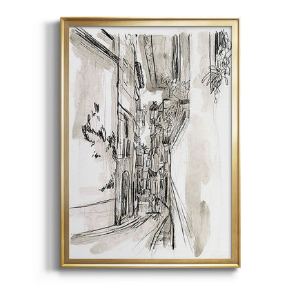 Europe Street Sketches I - Modern Framed Canvas Print