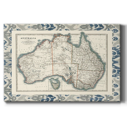 Bordered Map of Australia - Canvas Art Print