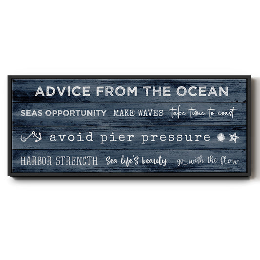 Navy Ocean - Floater Framed Canvas Print