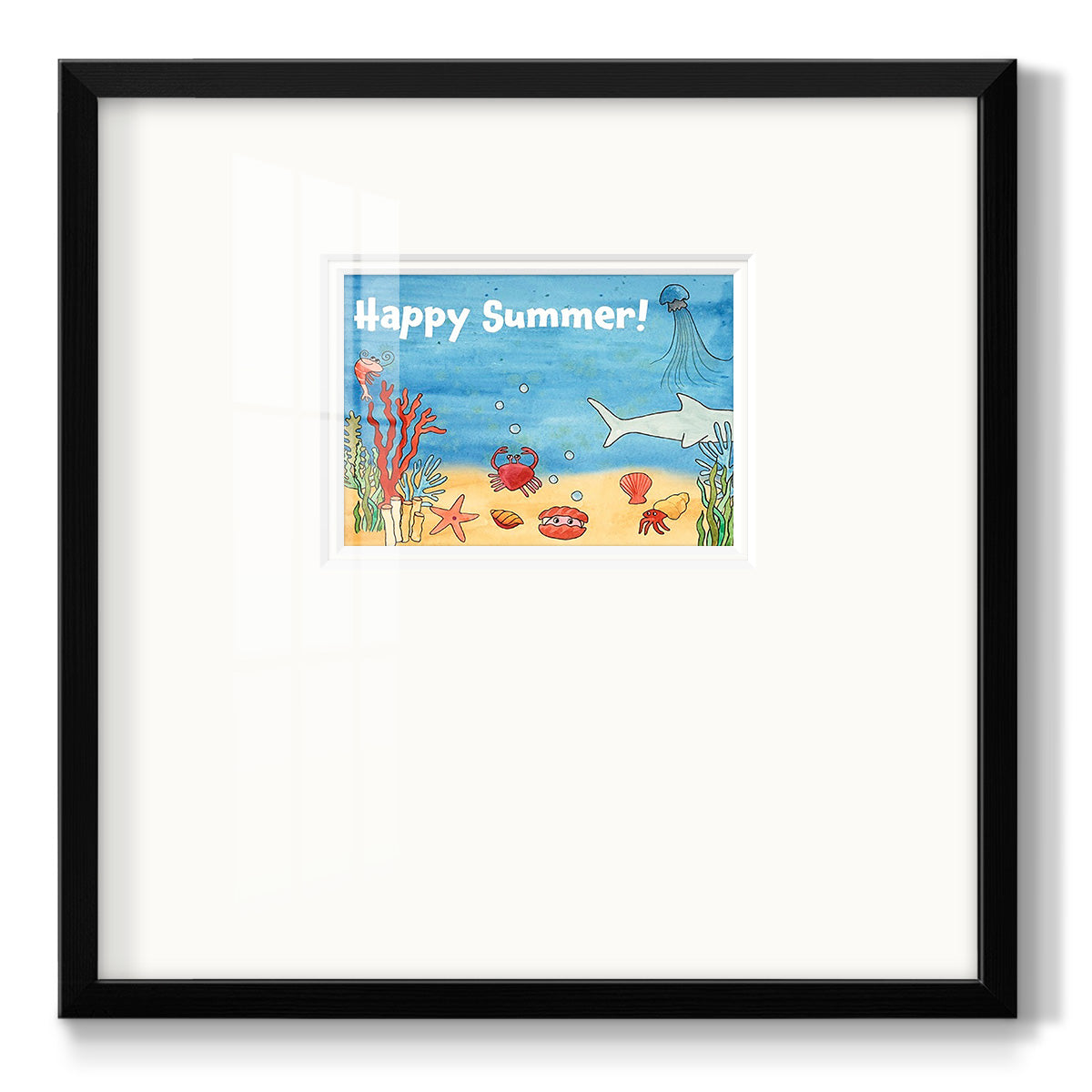 Cute Sea Creatures I - Double Matboard Framed Print