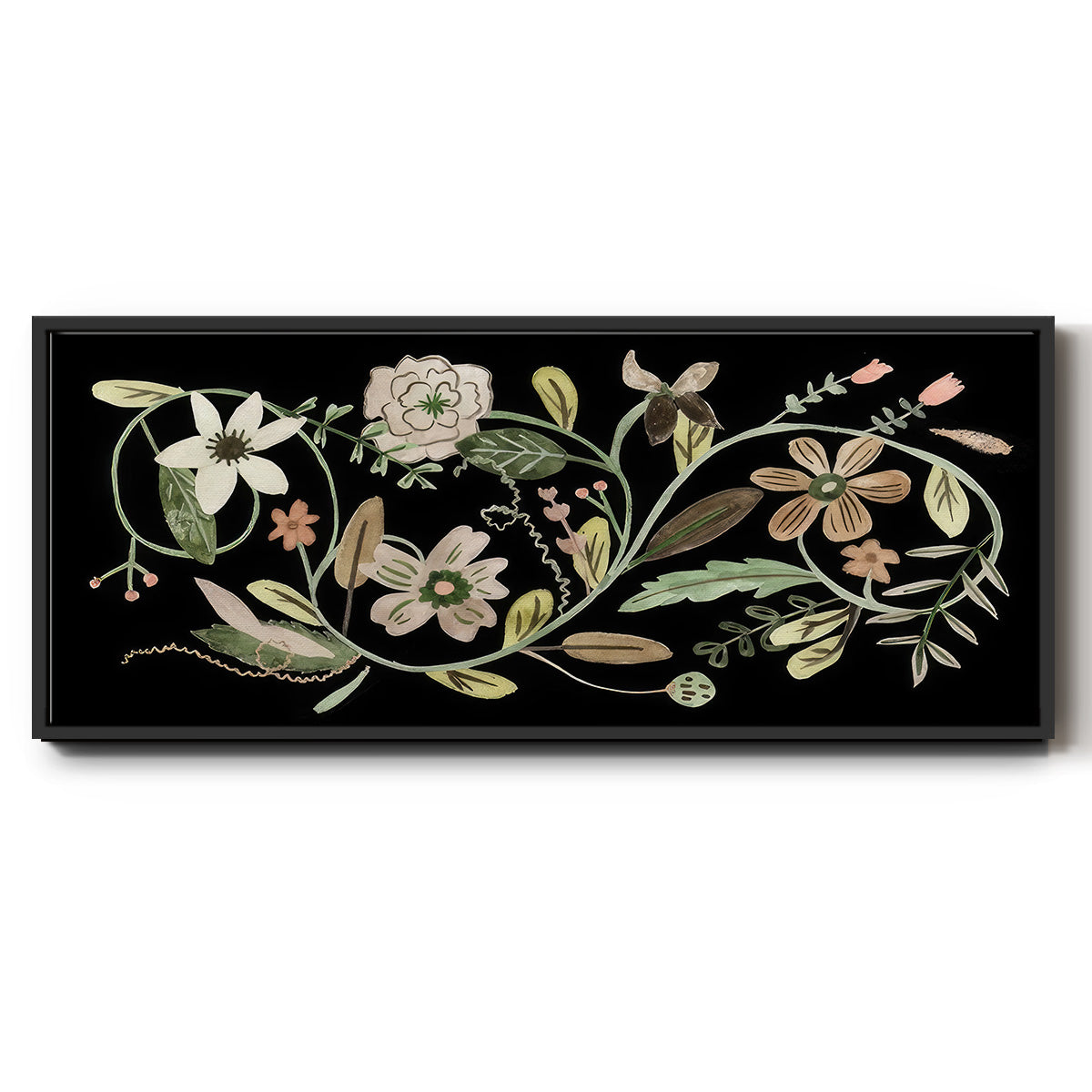 Pressed Flowers II - Floater Framed Canvas Print