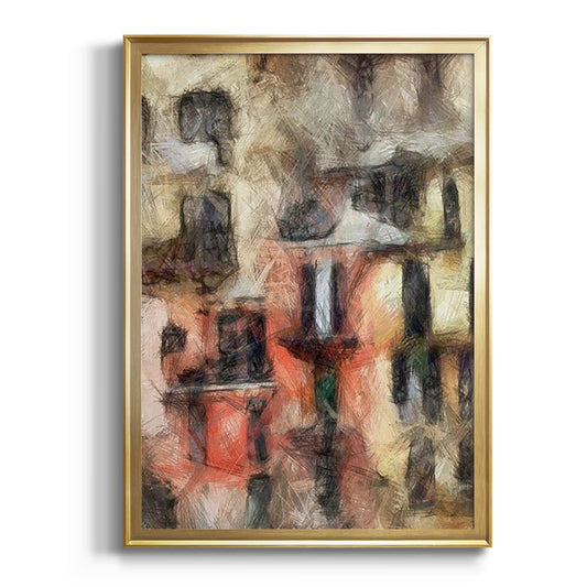 Stacked Houses I - Modern Framed Canvas Print