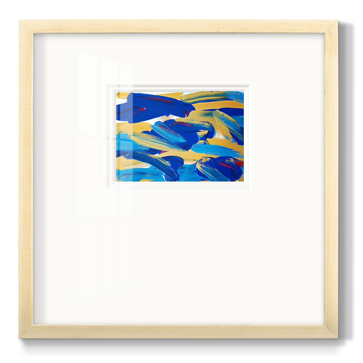 Blue and Gold Abstract I - Double Matboard Framed Print