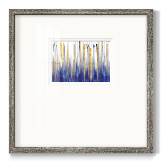 Blue and Gold Abstract V Premium Framed Print Double Matboard