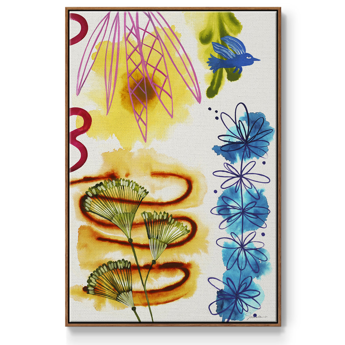 Flower Power II - Floater Framed Canvas Print