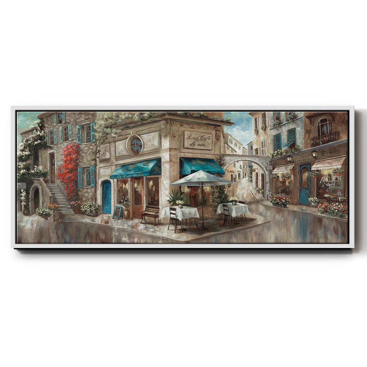 La Café de Rue - Floater Framed Canvas Print