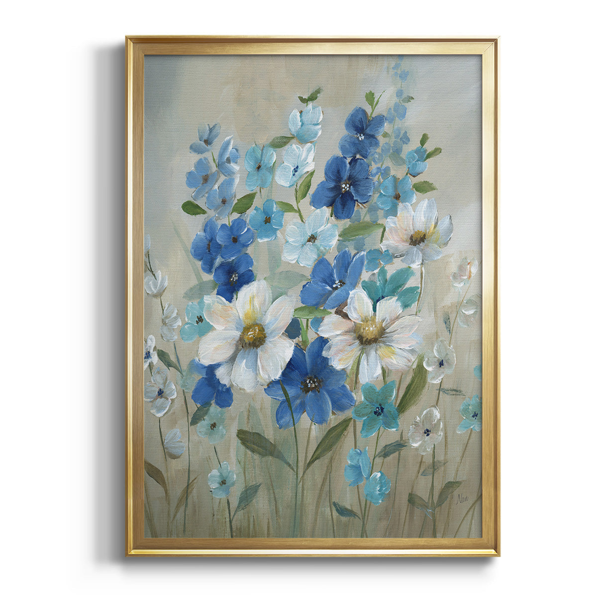 Blue Garden II - Modern Framed Canvas Print