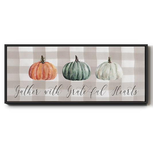 Gather With Grateful Hearts - Floater Framed Canvas Print