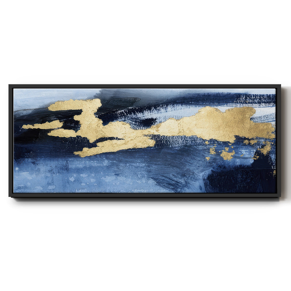 Gilded Indigo Sea I  - Floater Framed Canvas Print