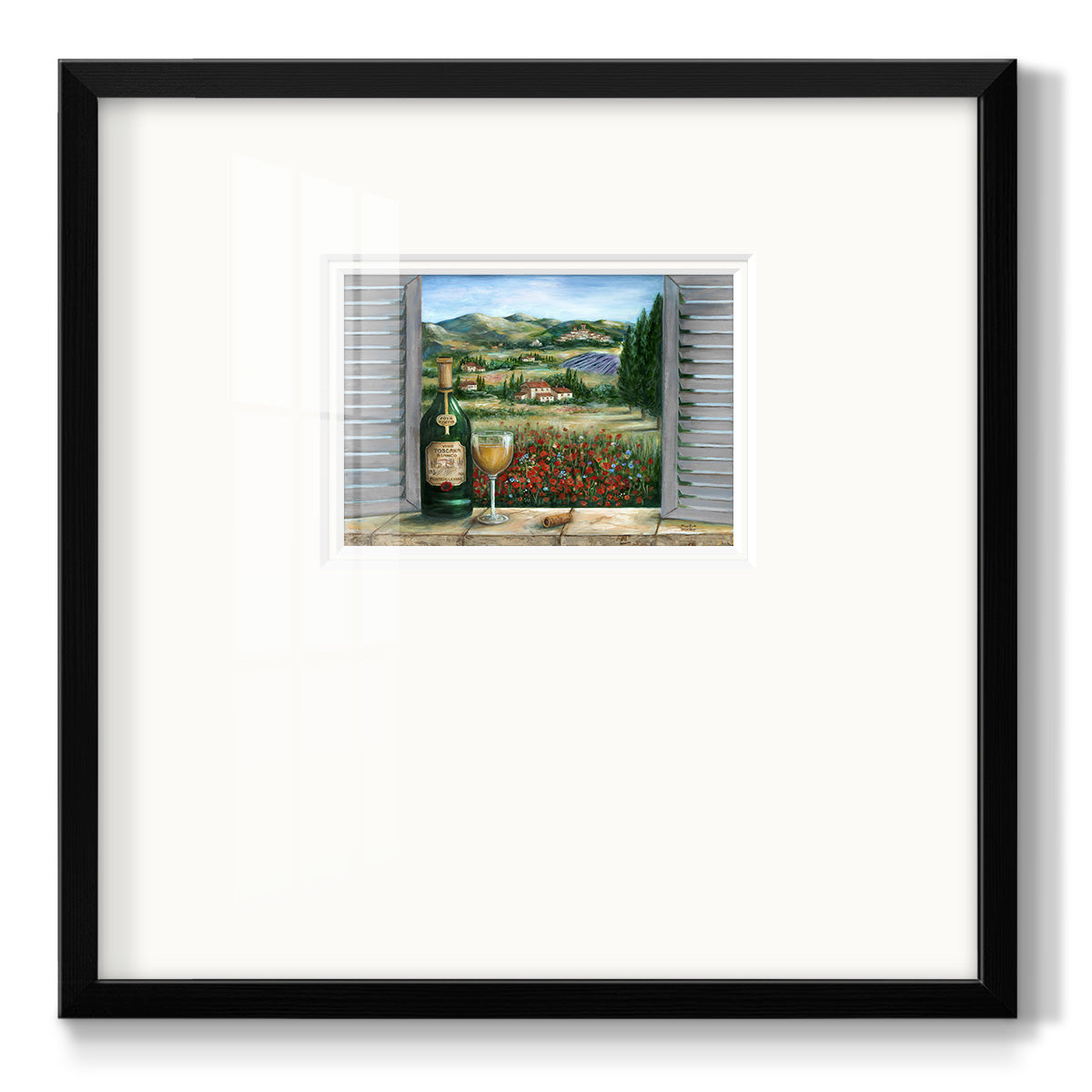 Tuscan White and Poppies Premium Framed Print Double Matboard