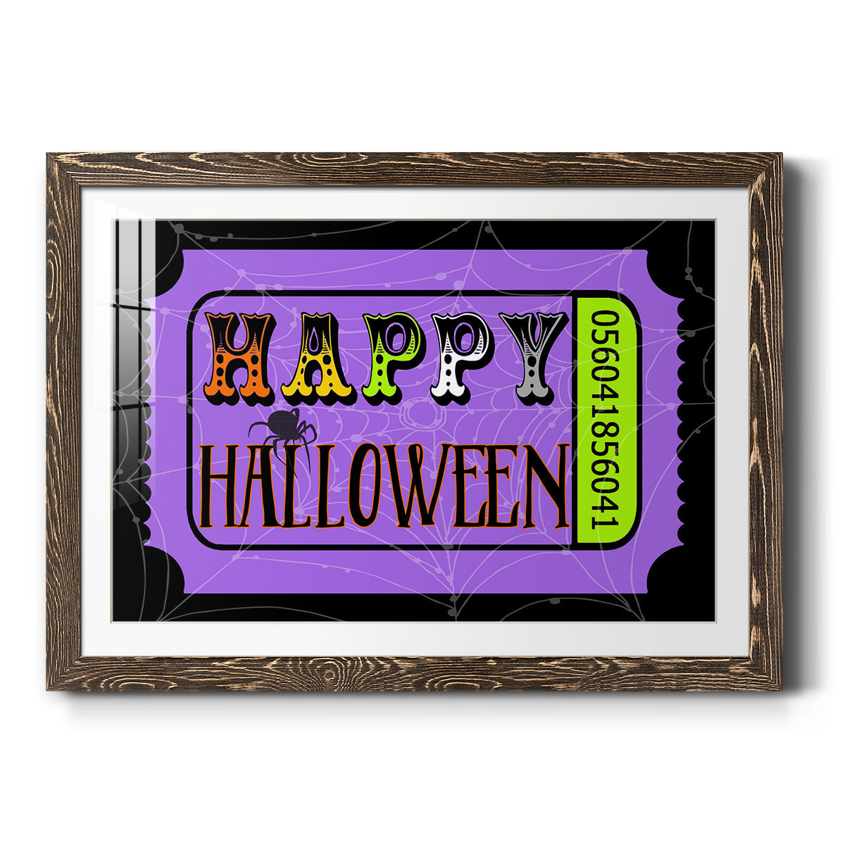 Happy Halloween Ticket - Barnwood Framed Art Print