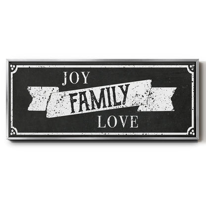 Joy Family Love - Floater Framed Canvas Print