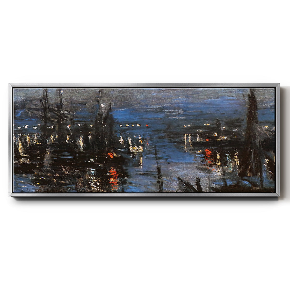 The Port of Le Havre, Night Effect, 1873 - Floater Framed Canvas Print