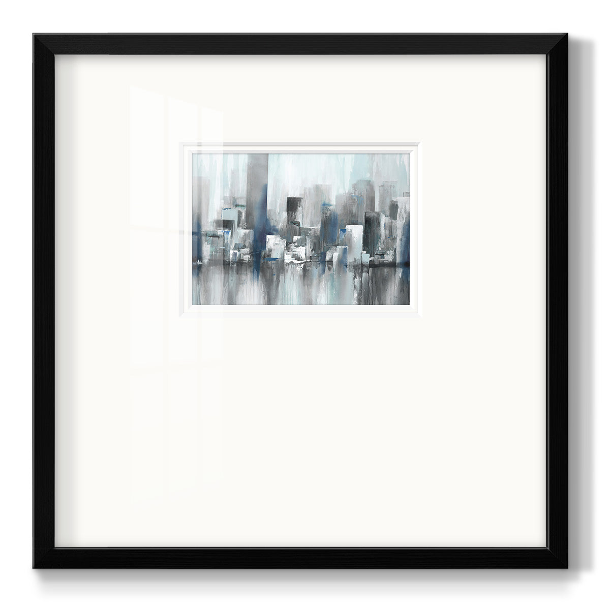 Cityscape in Blues Premium Framed Print Double Matboard