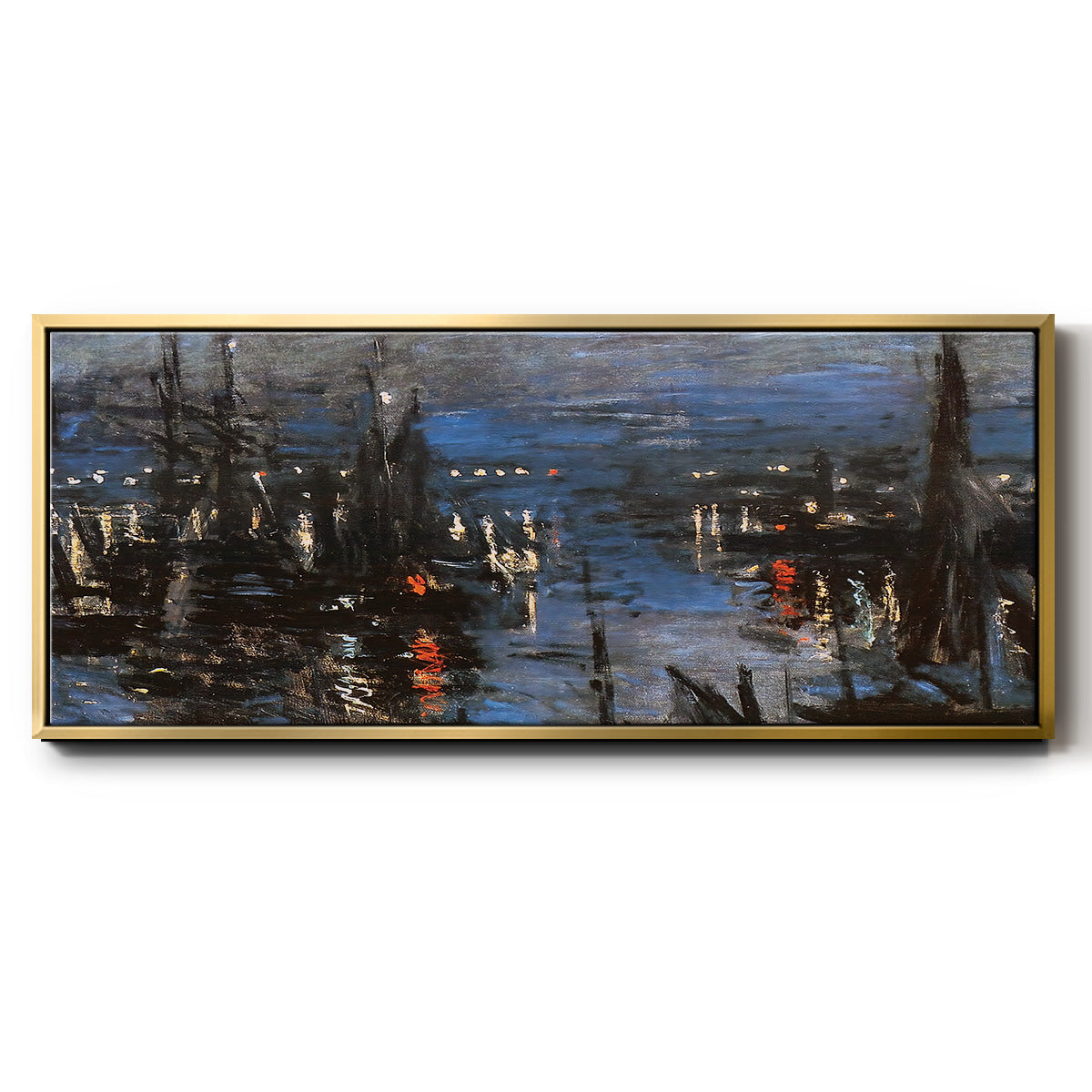 The Port of Le Havre, Night Effect, 1873 - Floater Framed Canvas Print