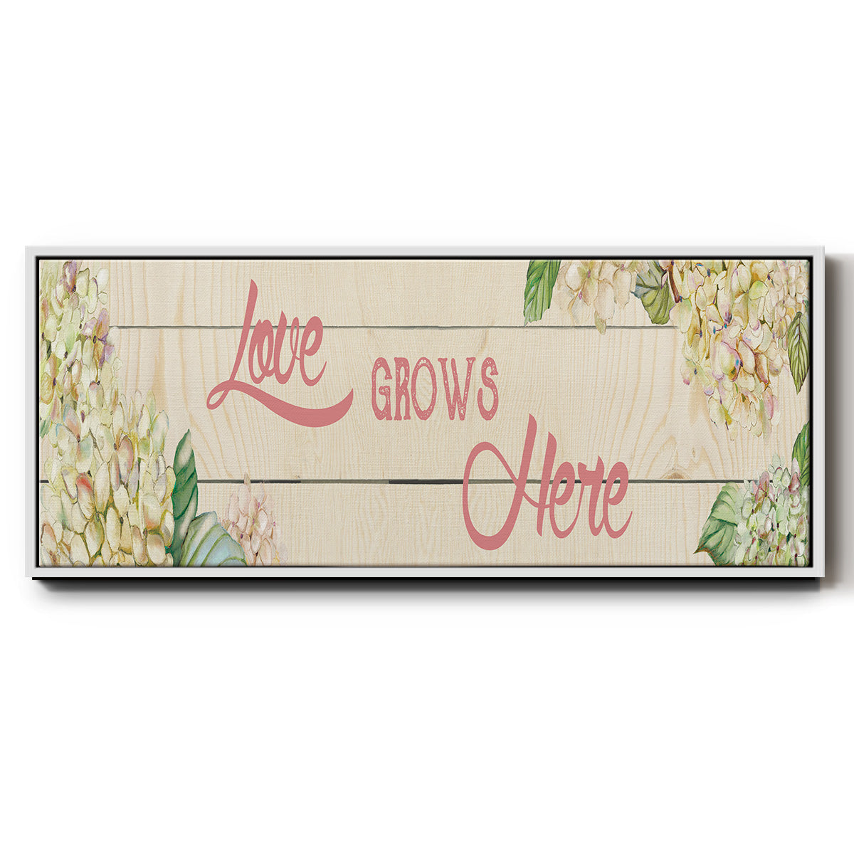 Love Grows Here - Floater Framed Canvas Print