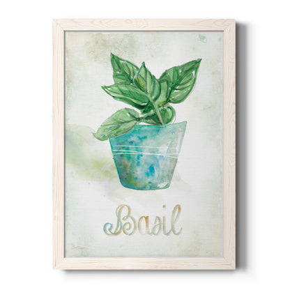 Potted Basil - Premium Canvas Framed in Barnwood - Ready to Hang