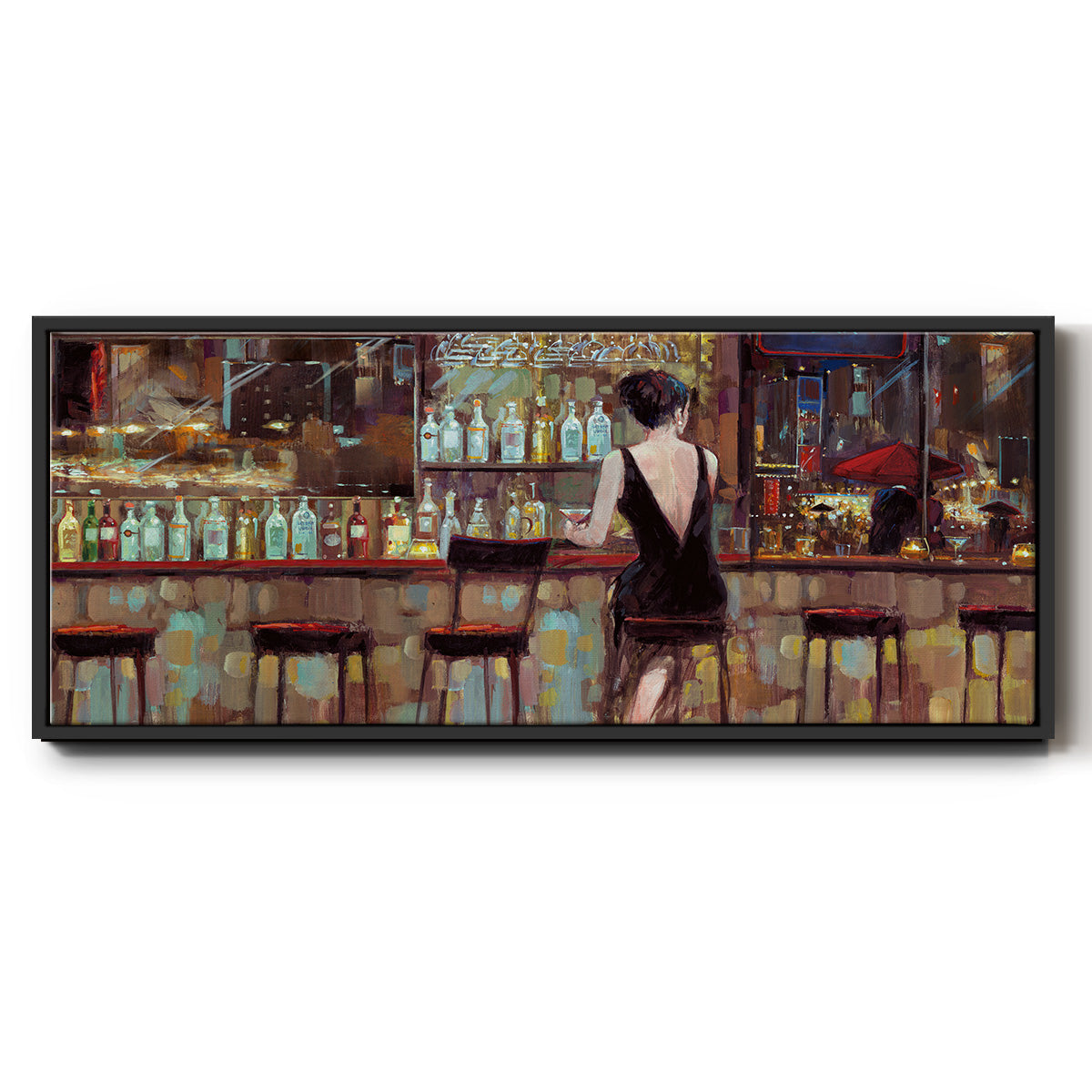 Elegant in Black - Floater Framed Canvas Print