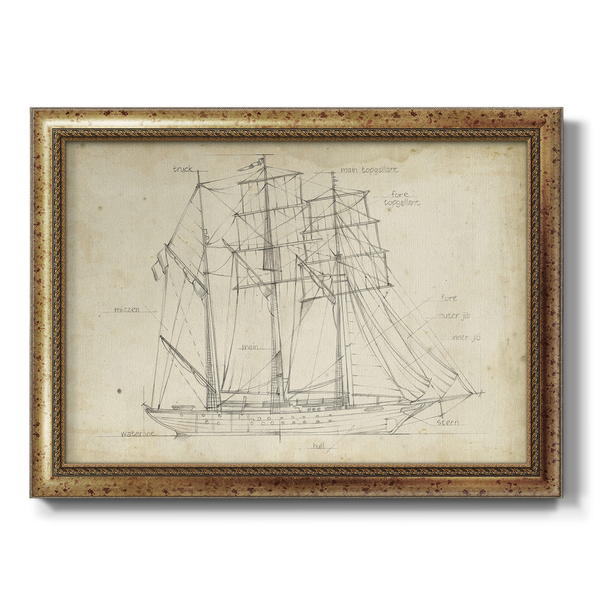 Sailboat Blueprint I Premium Framed Canvas- Ready to Hang