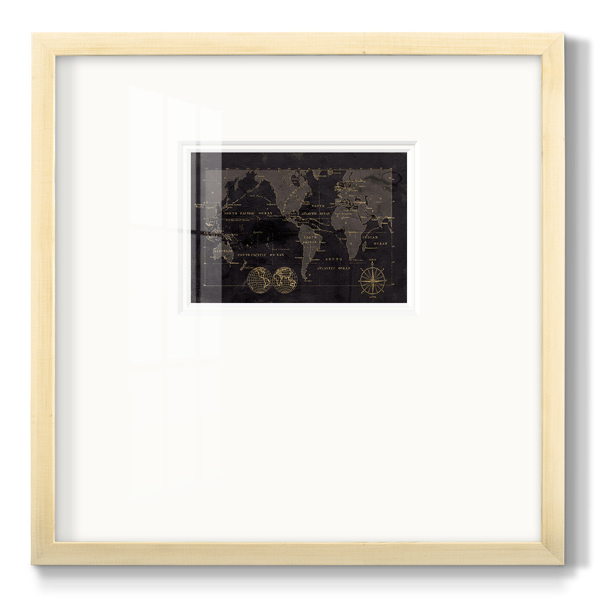 Black Gold Map Premium Framed Print Double Matboard