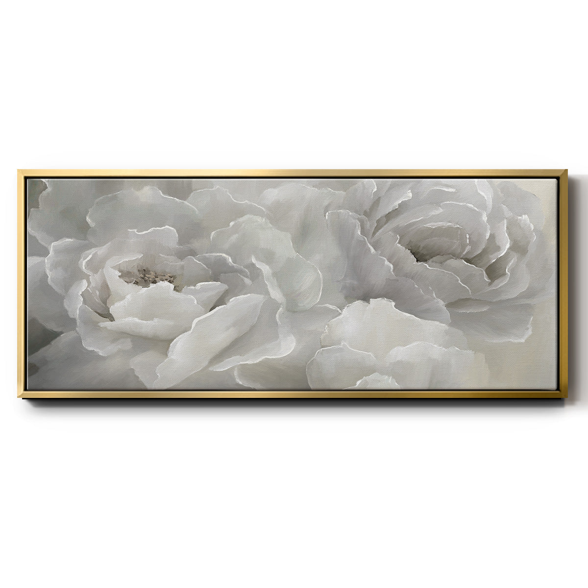 Soft Peony Lace - Floater Framed Canvas Print