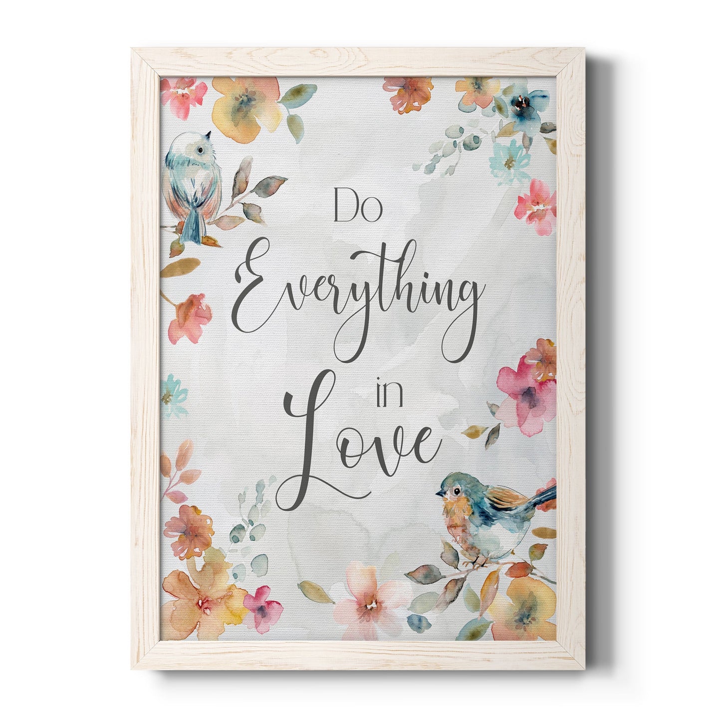 Spring Bird Love - Barnwood Framed Canvas Print
