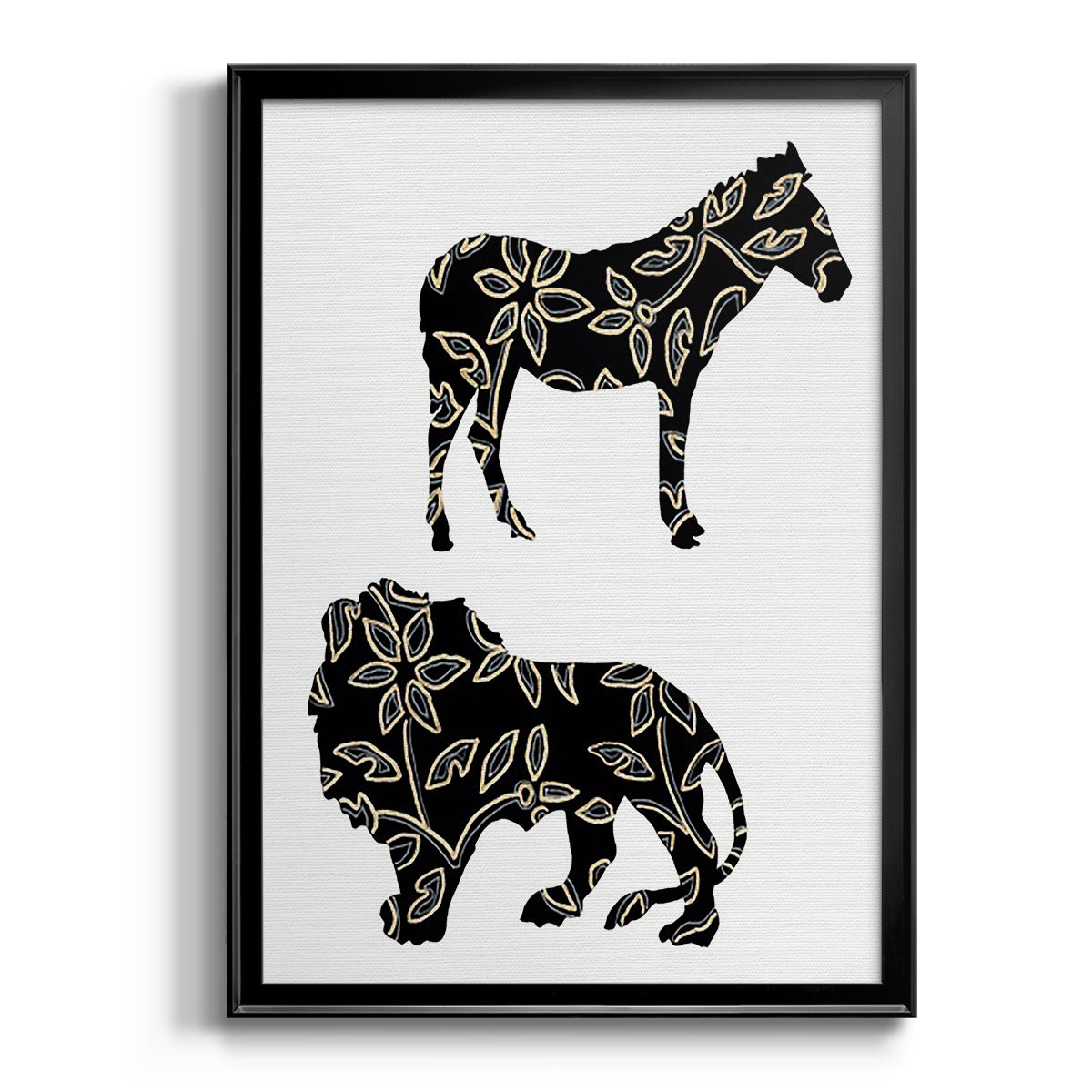 Ornamental Safari Animals I - Modern Framed Canvas Print