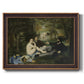 Groundbreaking impressionist picnic scene by Édouard Manet printed on canvas in an ornate bronzed mahogany wood frame.