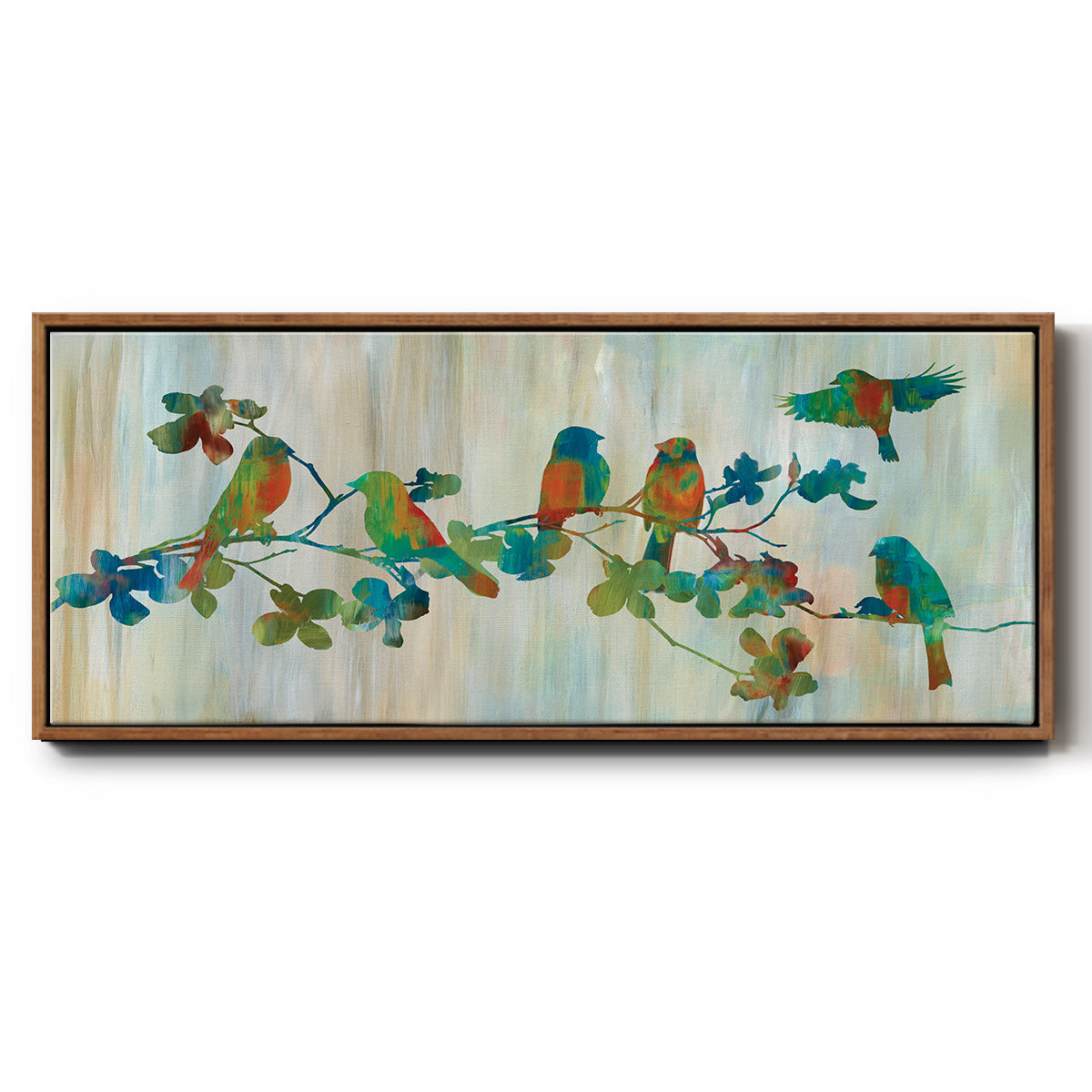 Birds on Branch - Floater Framed Canvas Print