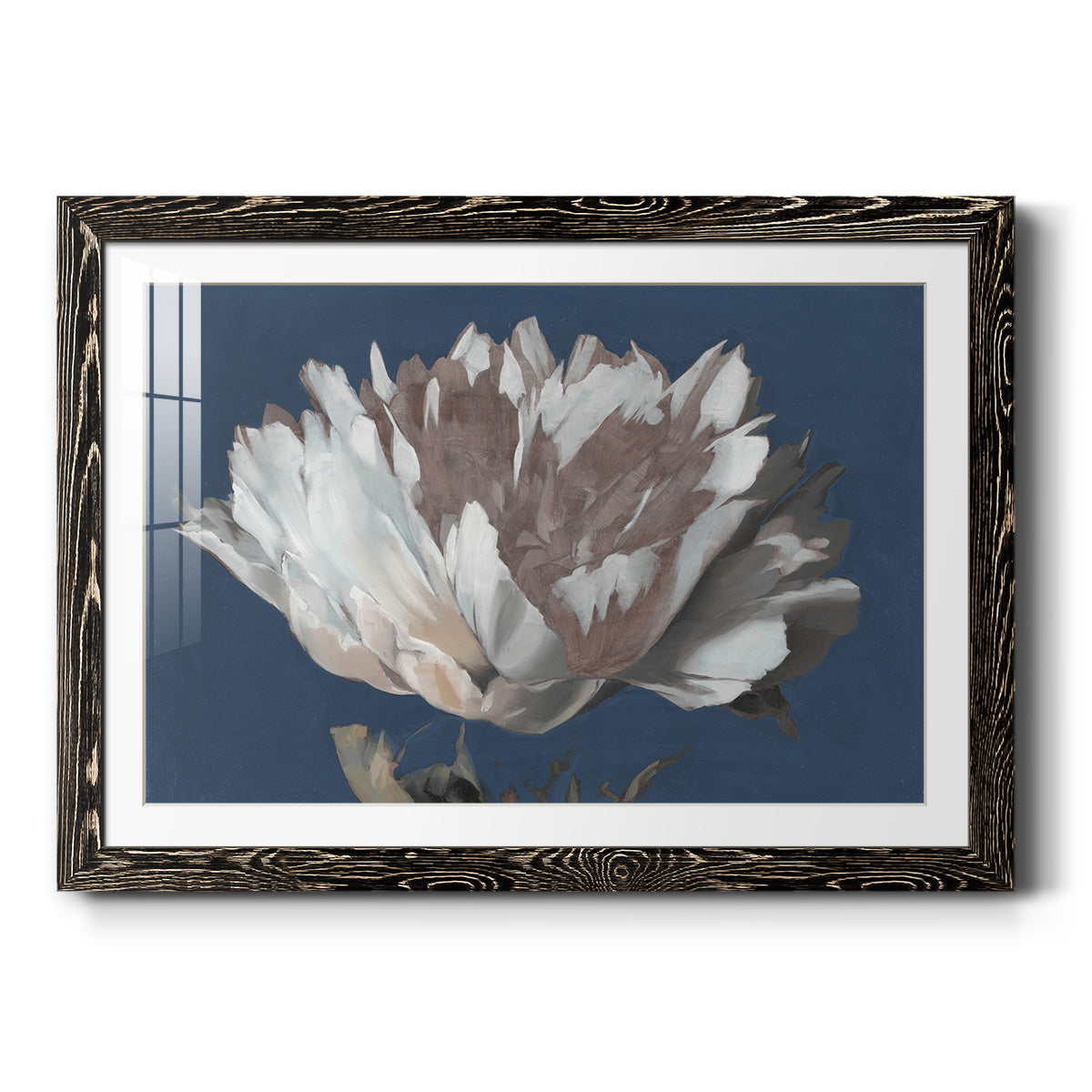 White Peony - Barnwood Framed Art Print