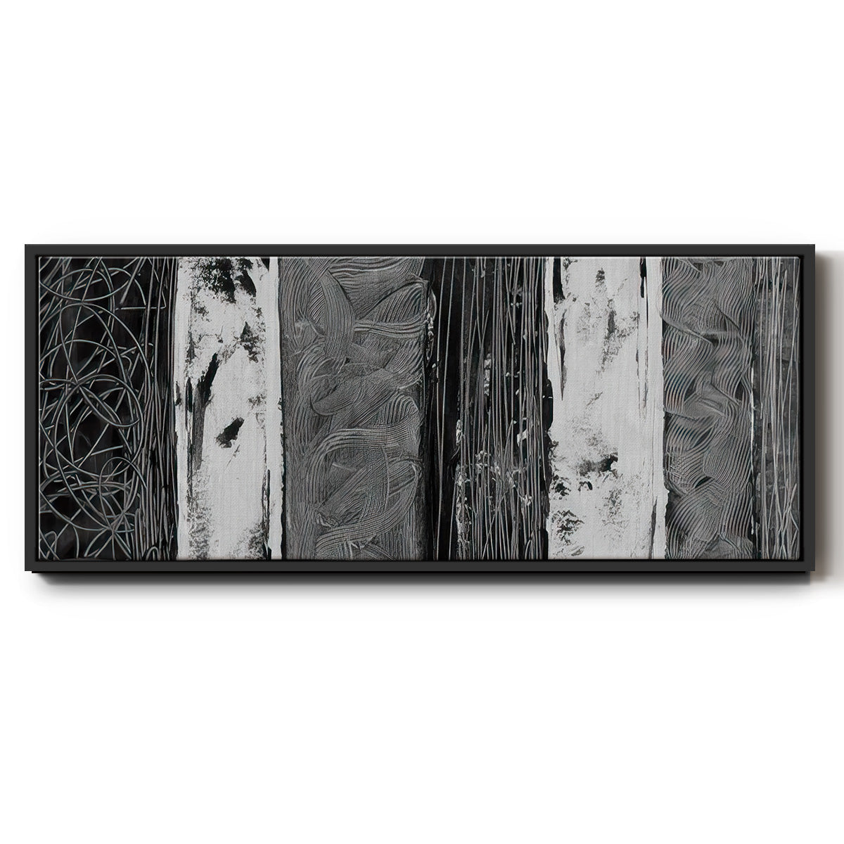 Printed Brushed Nickel Abstract I - Floater Framed Canvas Print