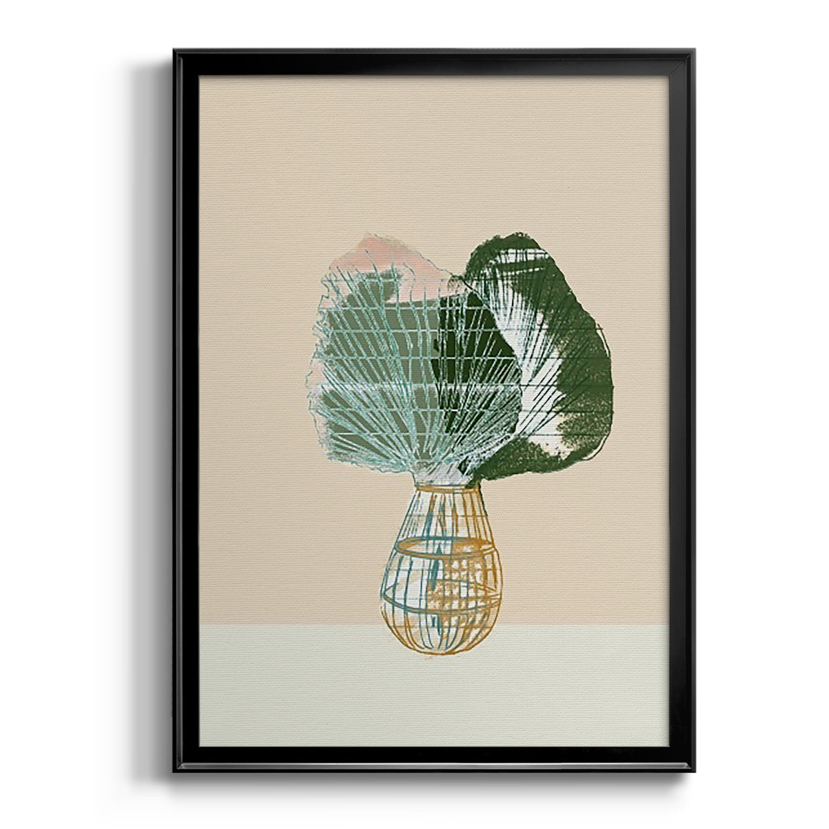 Woven Tropical Leaf II - Modern Framed Canvas Print