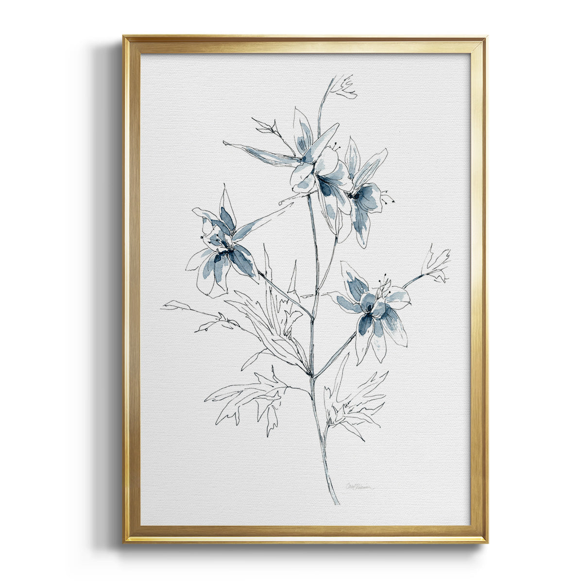 Indigo Sketch II - Modern Framed Canvas Print